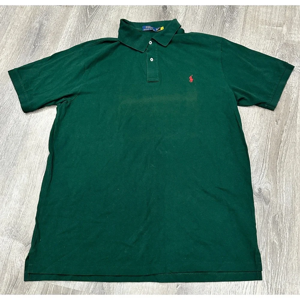 Polo Ralph‎ Lauren Polo Shirt Men's 2XLT Green Breathable Red Pony Casual Shirt
